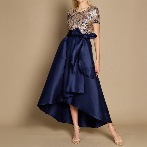 RM Richards  - Navy & Gold Sequin Formal Dress - Picture 1 of 10